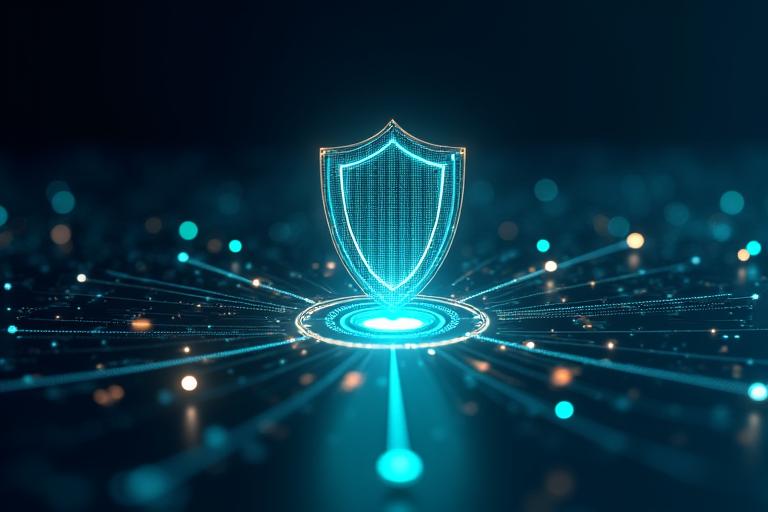 Diagramma che illustra la sicurezza della rete e la crittografia dei dati su cloud, con icone di lucchetti e scudi